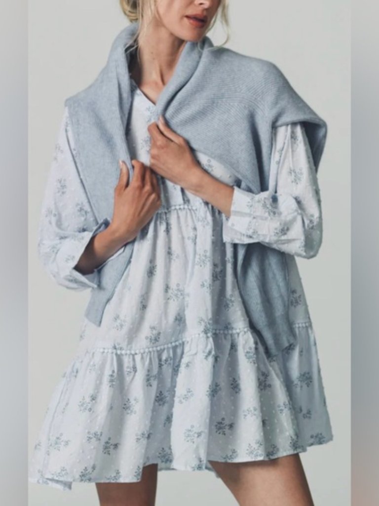 The Shirt By Rochelle Behrens Dress The Candice Dress Floral Blue Size Medium — image 4 of 8